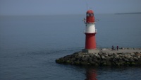 Het havenhoofd van Rostock.