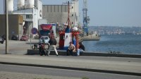 Arbeiders in de haven van Kolding.